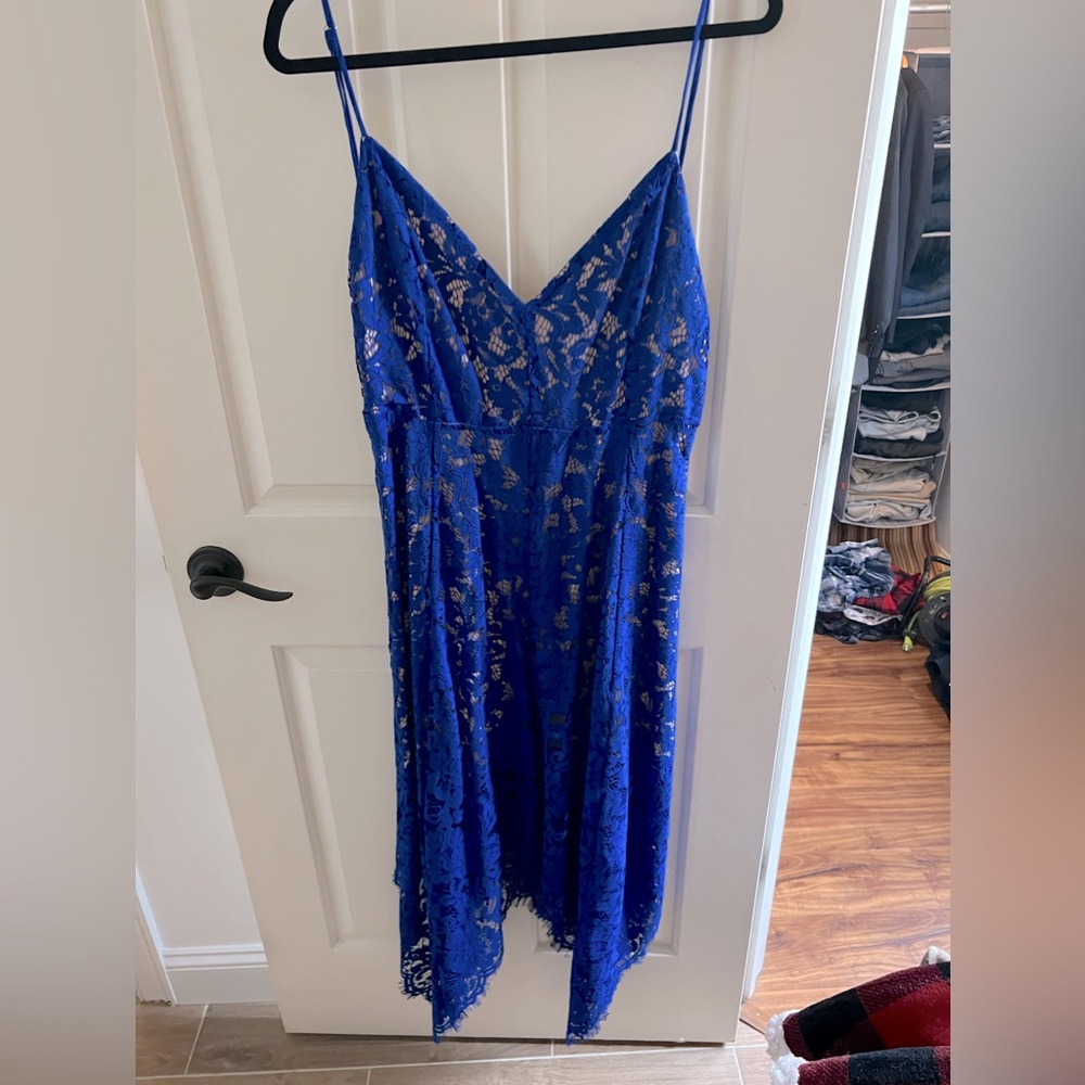 Royal blue lace midi dress